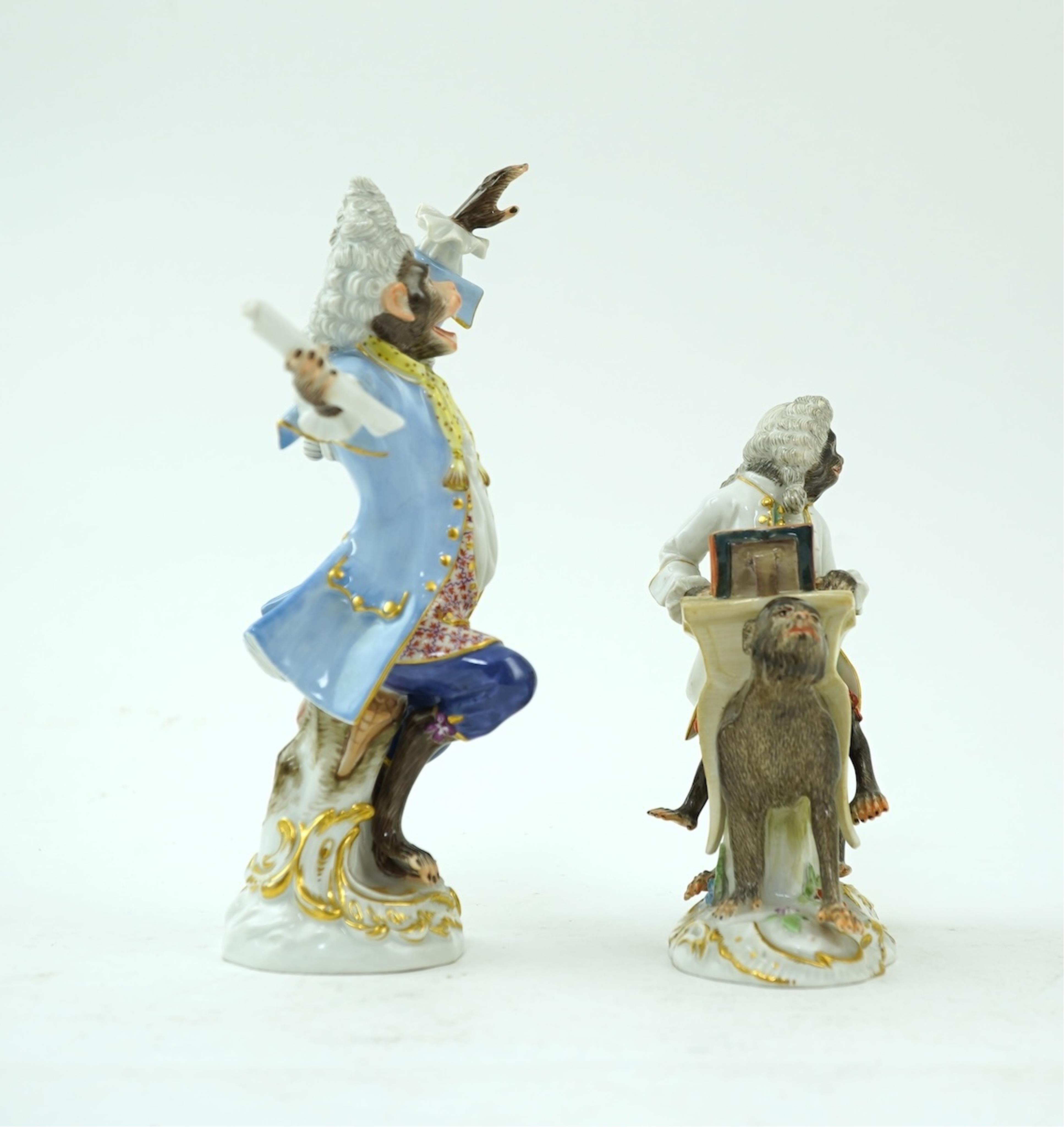 Two Meissen monkey band figures, 20th century
